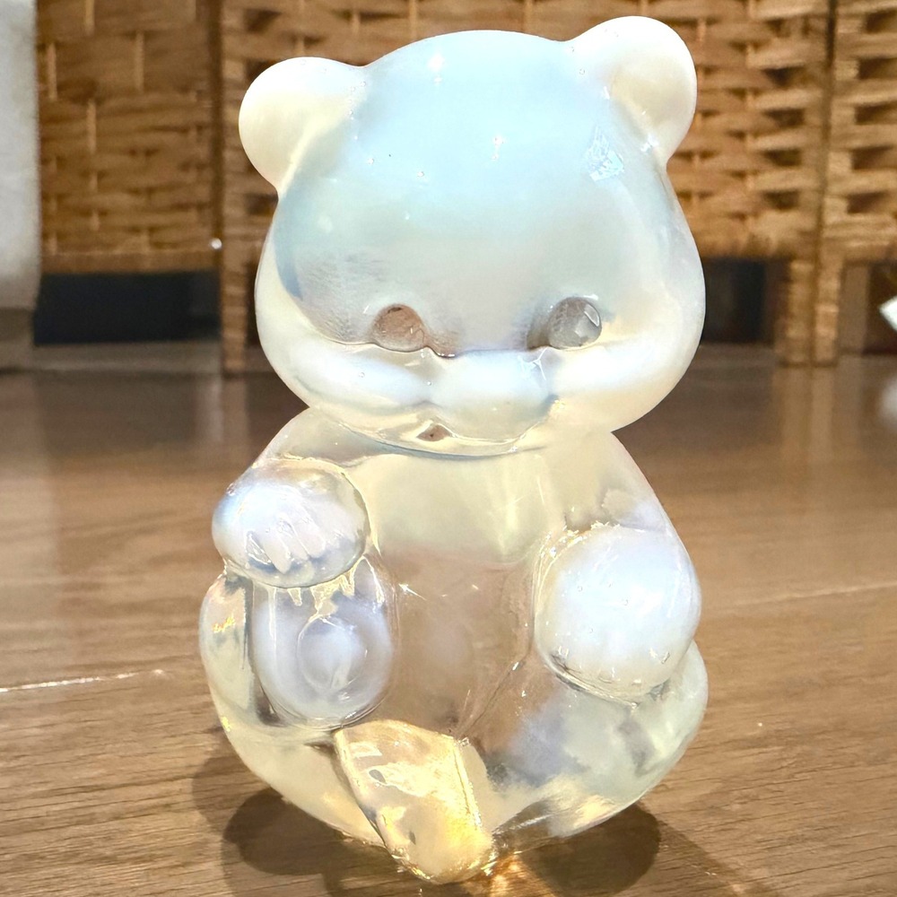 Fenton French Opalescent Bear Figurine 1990s Excellent Condition